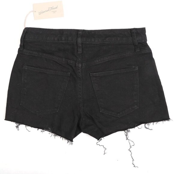 Universal Threads Hi-Rise Denim Shorts Cutoff Raw Hem Zip Fly Summer Black NEW - Picture 2 of 7